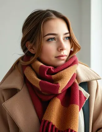 Écharpe femme sous manteau