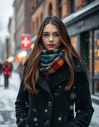 Echarpe femme sous manteau